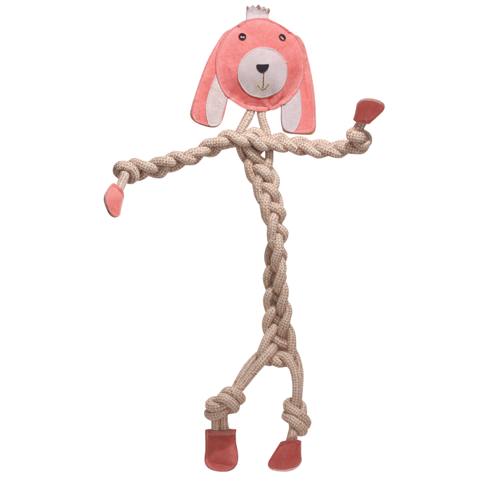 Bitsy Bunny Rope Knottie, juguete de cuerda natural para perro, tamaño grande