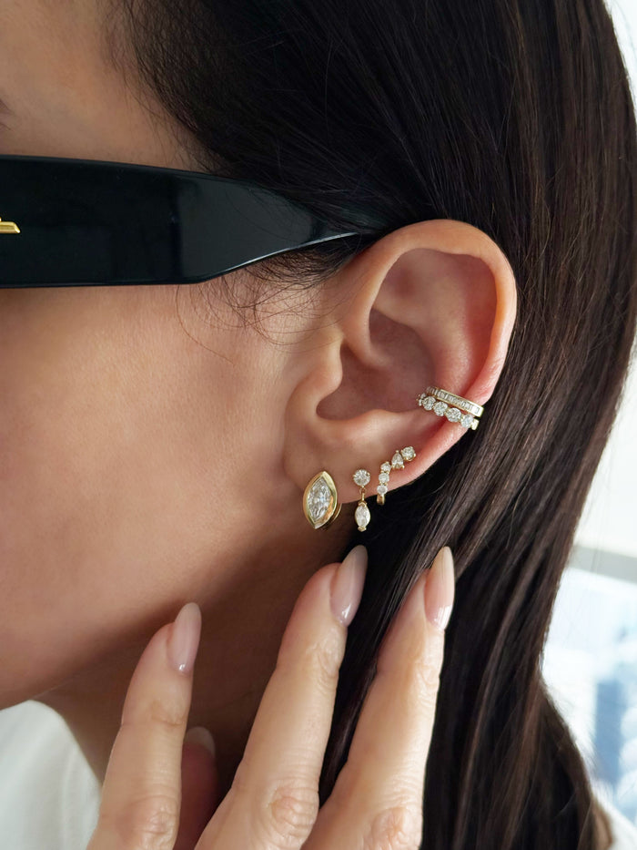 Aretes de botón Toi et Moi de diamantes en oro de 14K, foto 5