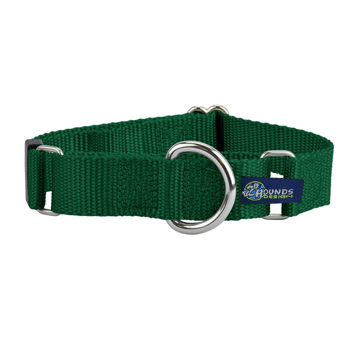 Collar martingala para perro de nailon verde Kelly, 5/8 pulg. y 1 pulg. de ancho, foto 1