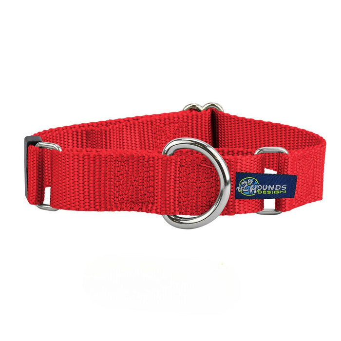 Collar martingala para perro de nailon rojo, 5/8 pulg. y 1 pulg. de ancho, foto 1