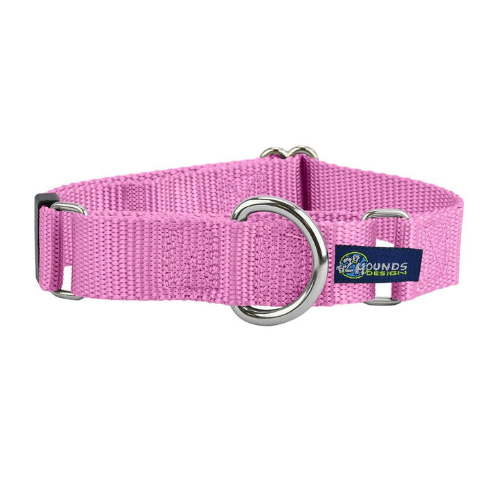 Collar martingala para perro de nailon rosa, 5/8 pulg. y 1 pulg. de ancho, foto 1