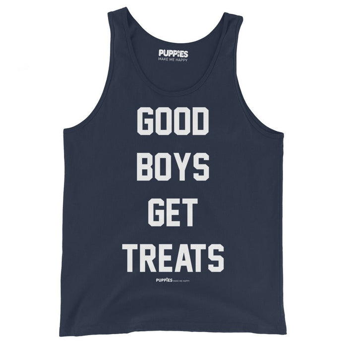 Good Boys Get Treats Unisex Tank Top in navy