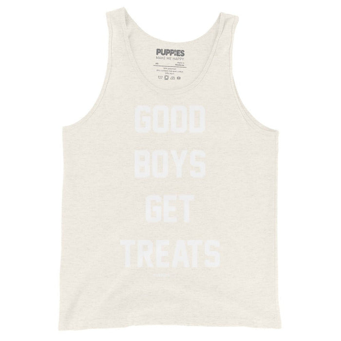Good Boys Get Treats Unisex Tank Top in oatmeal triblend