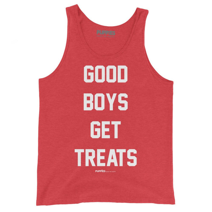 Good Boys Get Treats Unisex Tank Top in red triblend