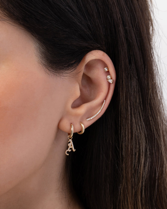 Aretes de botón Toi et Moi de diamantes en oro de 14K, foto 8