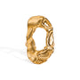 Gold tone statement ring, 18K gold plated, with an open center and molten organic sculpted frame in a mirror high-polish finish, softly irregular edges, and no stones visible.