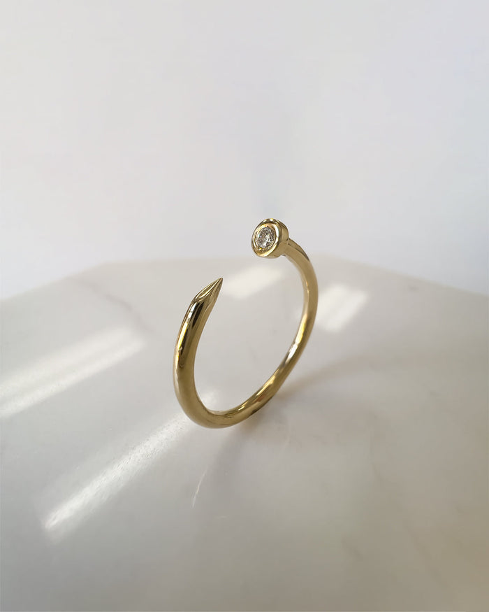 14K Gold Diamond Nail Cuff Ring, photo 7