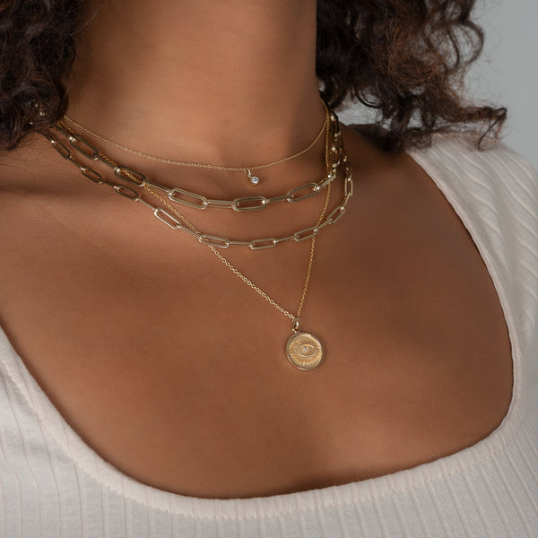 14K Gold Bezel Diamond Pendant, photo 2