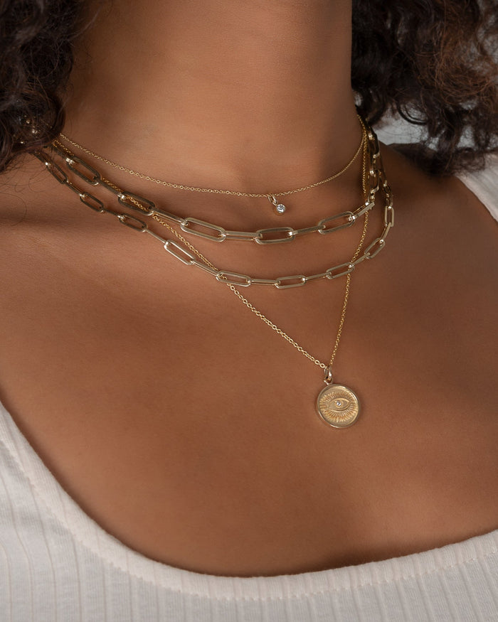 14K Gold Large Paper Clip Chain Necklace, photo 8
