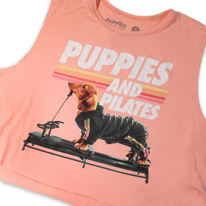 Puppies & Pilates Crop Top in peach