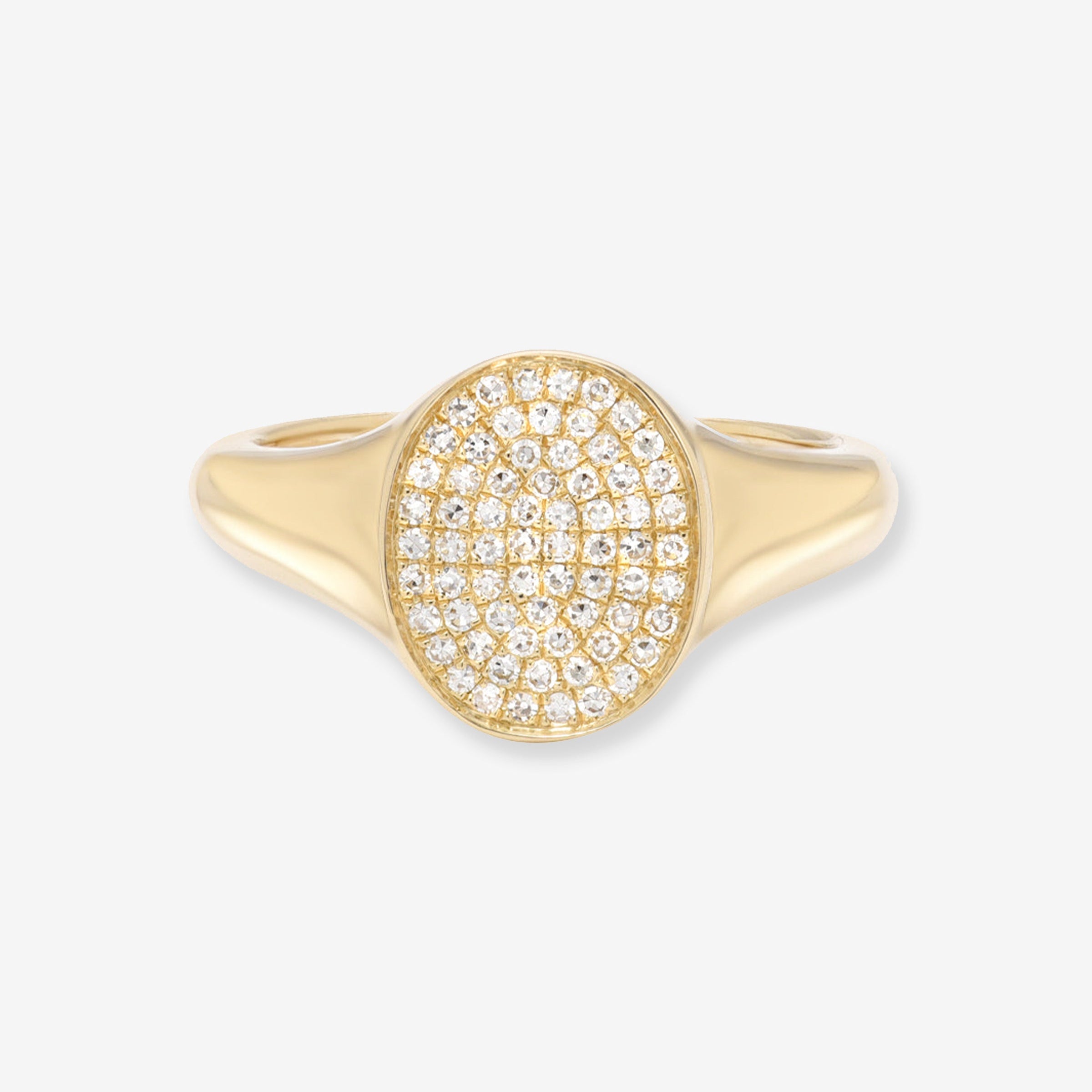 14K Gold Pave Diamond Signet Ring, photo 1