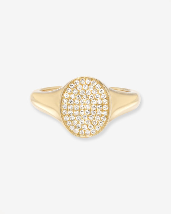 Anillo de sello con diamantes pavé en oro de 14K, foto 1