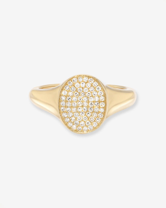 14K Gold Pave Diamond Signet Ring, photo 1