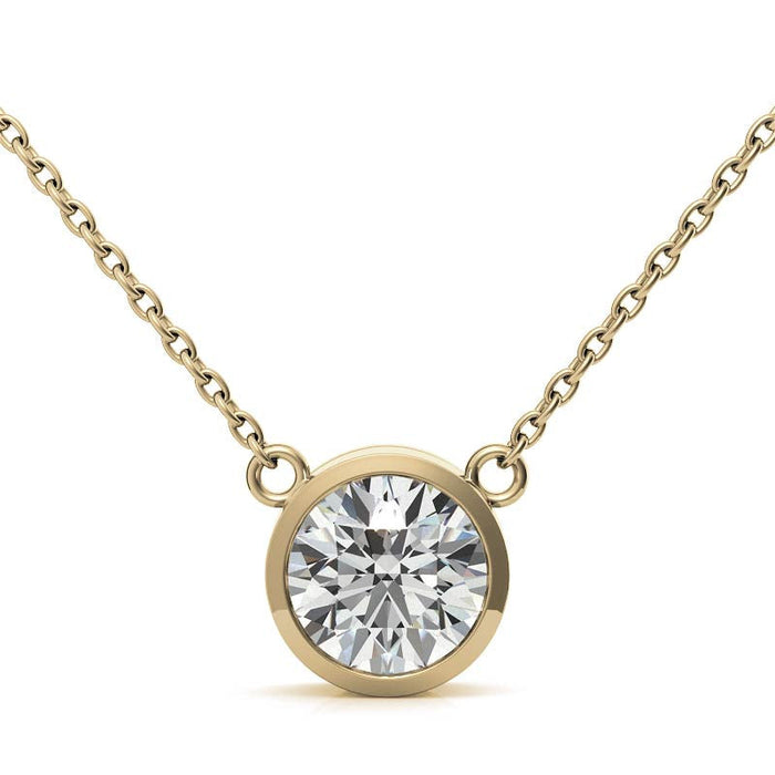 Dije de bisel con diamante redondo cultivado en laboratorio de 3.00 CTW en oro de 14K, foto 6