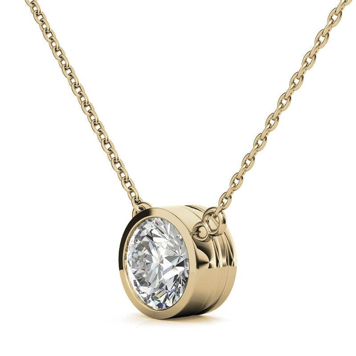 Dije de bisel con diamante redondo cultivado en laboratorio de 3.00 CTW en oro de 14K, foto 9