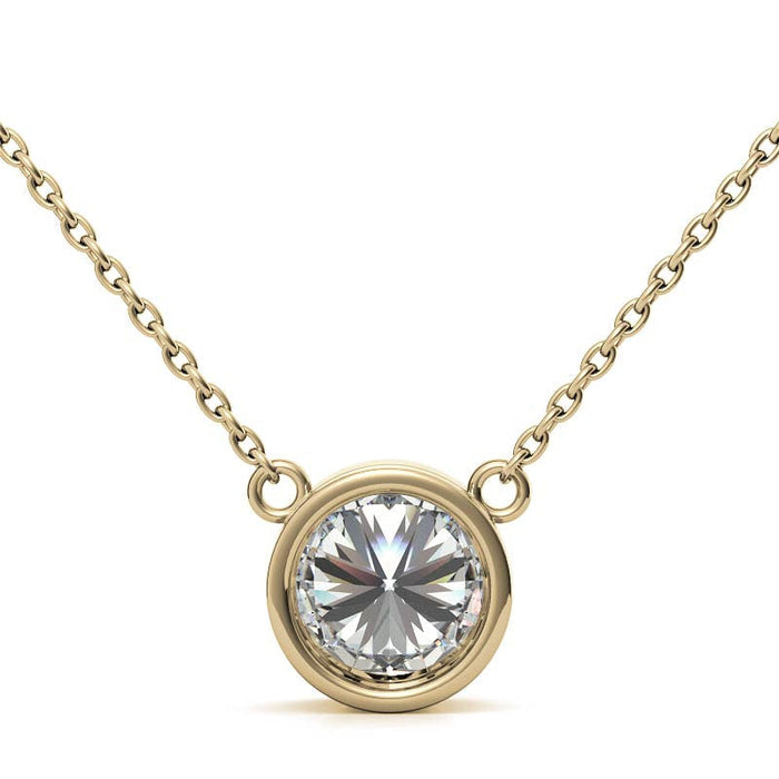 Dije de bisel con diamante redondo cultivado en laboratorio de 2.00 CTW en oro de 14K, foto 7