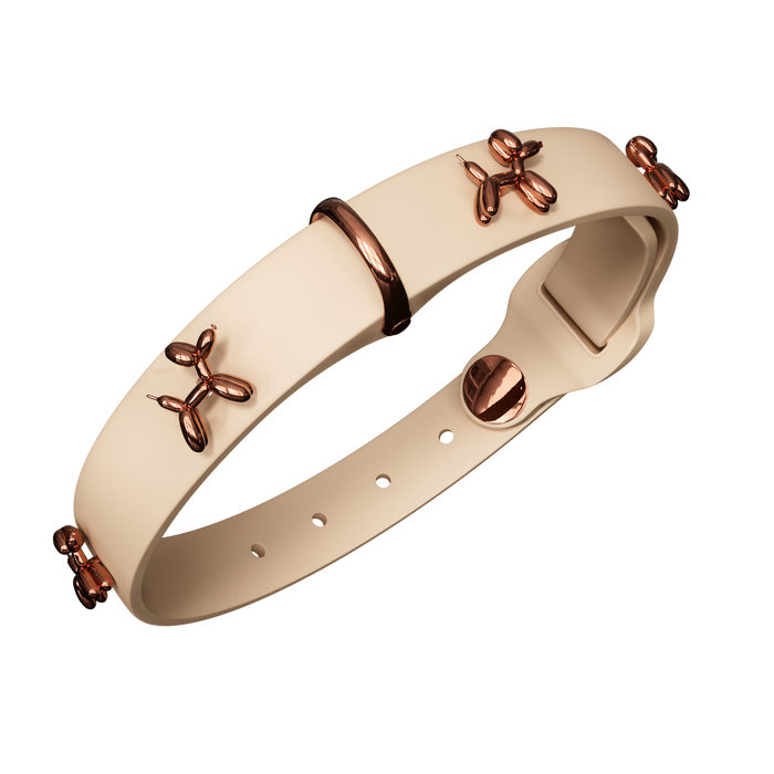 Beige Dog Collar with Balloon Dog Charms, photo 2