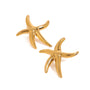 Gold tone starfish stud earrings, 18K gold plated, shaped as smooth puffed starfish motifs with rounded arms and a mirror high-polish finish, no stones visible, post-back not visible.