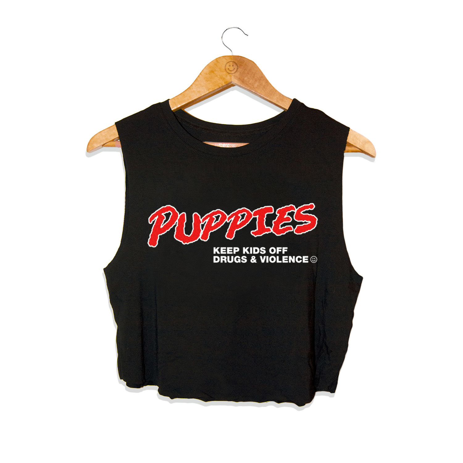 D.A.R.E. Puppies Keep Kids Off Drugs & Alcohol Crop Tank in black