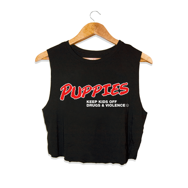 D.A.R.E. Puppies Keep Kids Off Drugs & Alcohol Crop Tank in black