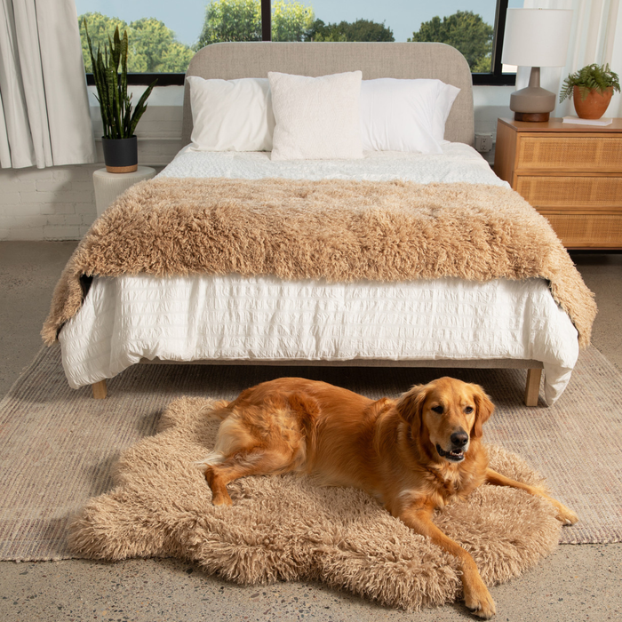 PupRug Luxe Faux Fur Orthopedic Dog Bed, Plush Sheep Tan, photo 4