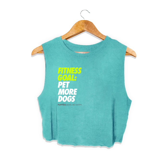 Fitness Goals: Pet More Dogs Crop Top in teal