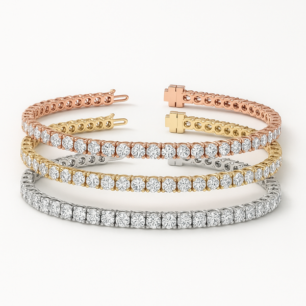 Conjunto de tres pulseras tenis con moissanita creada en laboratorio de 6 ct DEW, foto 1