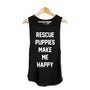 Rescue Puppies Make Me Happy Sleeveless Tank in black