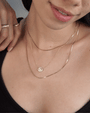 14K Gold Diamond Ribbed Evil Eye Necklace, photo 5