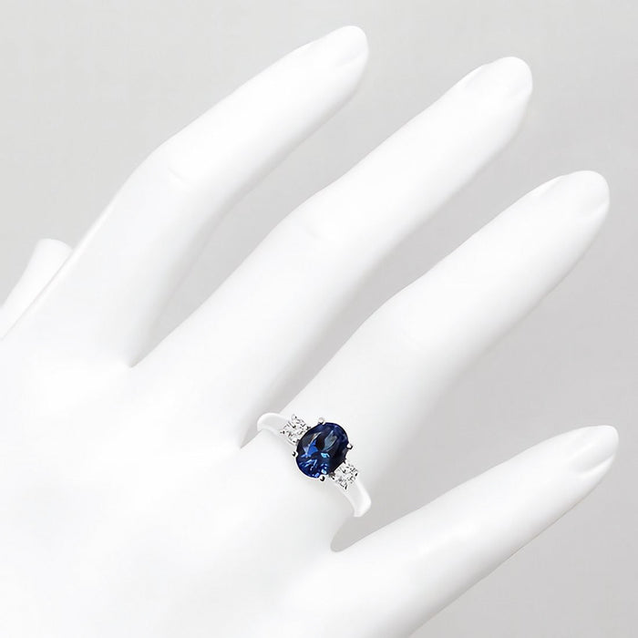 Anillo de compromiso con zafiro creado en laboratorio de 2.00 CTW en oro de 14K, foto 4