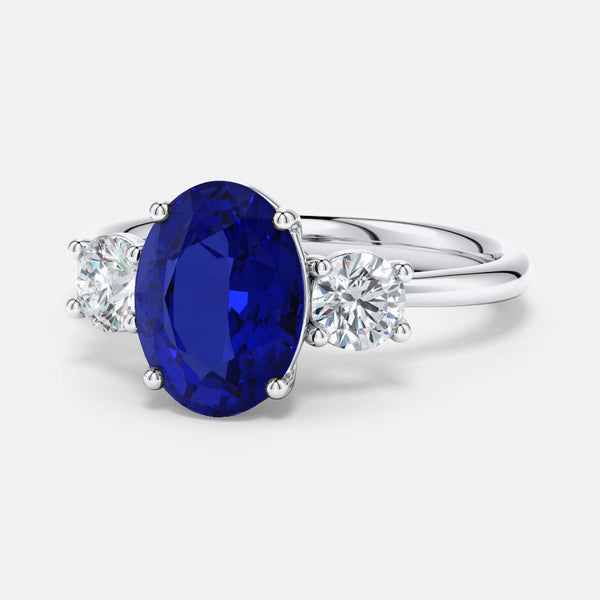 2.50 CTW Lab-Created Sapphire Three Stone Ring in 14K Gold, photo 1