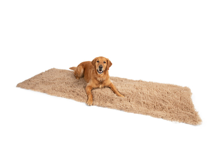 Piecera impermeable PupProtector Luxe, oveja afelpada canela