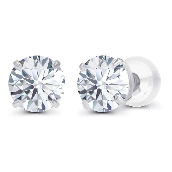 Aretes de botón con zirconia cúbica de 2.00 CTW en oro de 14K, foto 1