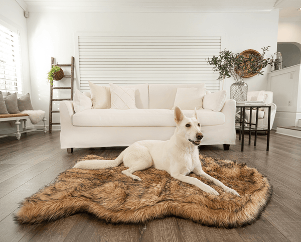 Cama ortopédica PupRug Curve de piel sintética para perro, canela sable, foto 2