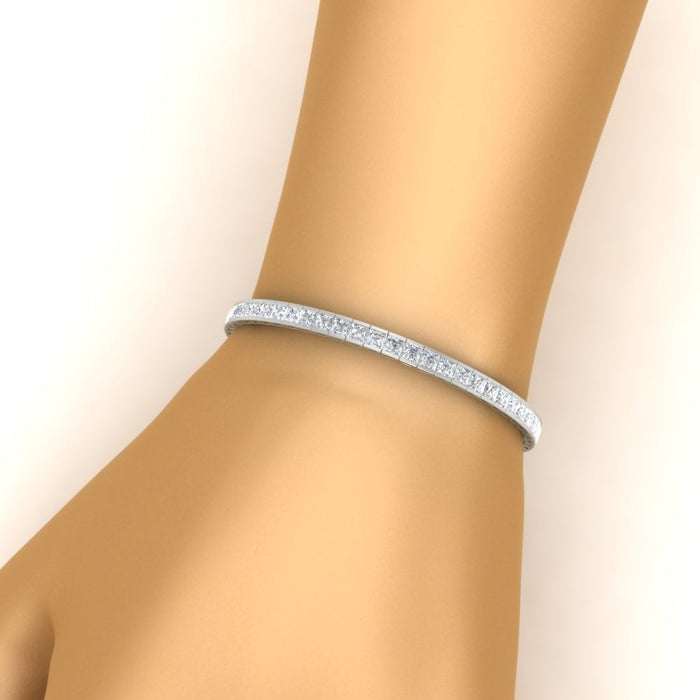 Pulsera tenis con moissanita talla princesa creada en laboratorio de 6.00 CTW, foto 8