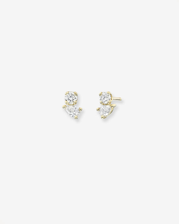 14K Gold Toi et Moi Diamond Stud Earrings, photo 1