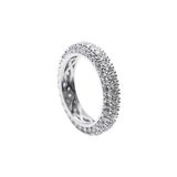 Round Pavé Cubic Zirconia Domed Band in Rhodium-Plated Brass