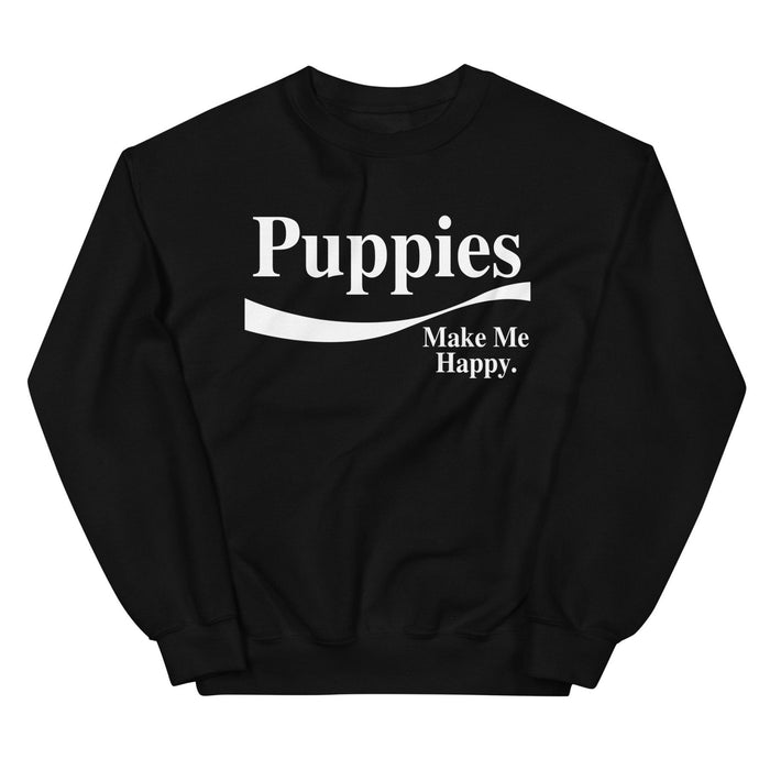 Enjoy Puppies Make Me Happy Crewneck Sweatshirt in black