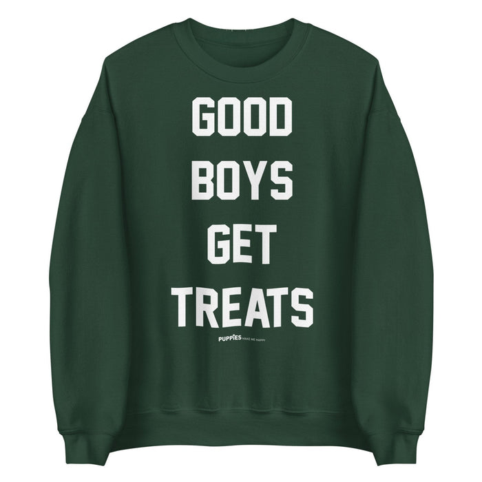 Good Boys Get Treats Unisex Crewneck Sweatshirt in forest green
