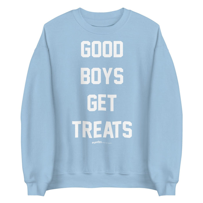 Good Boys Get Treats Unisex Crewneck Sweatshirt in light blue
