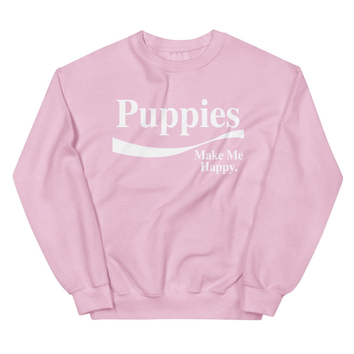 Enjoy Puppies Make Me Happy Crewneck Sweatshirt in light pink