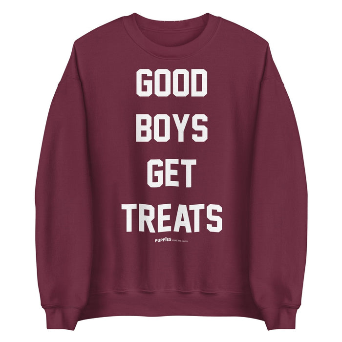Good Boys Get Treats Unisex Crewneck Sweatshirt in maroon