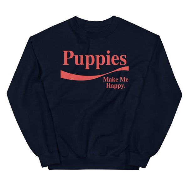 Enjoy Puppies Make Me Happy Unisex Crewneck Sweatshirt in black