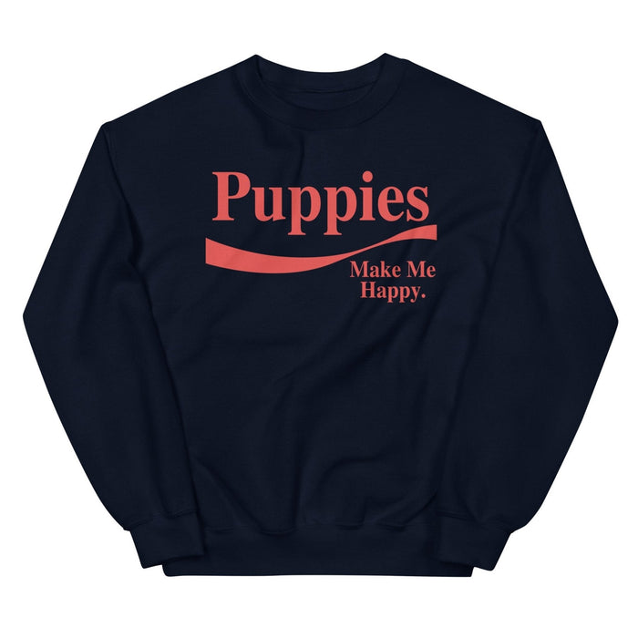 Enjoy Puppies Make Me Happy Unisex Crewneck Sweatshirt in black