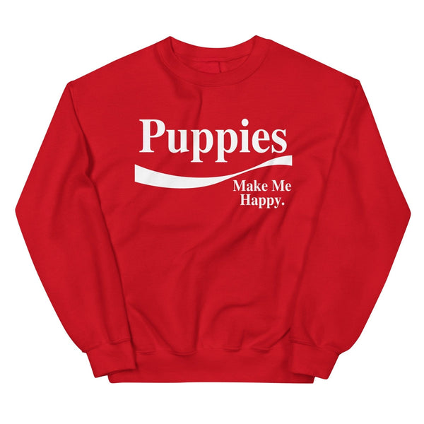 Enjoy Puppies Make Me Happy Crewneck Sweatshirt in red