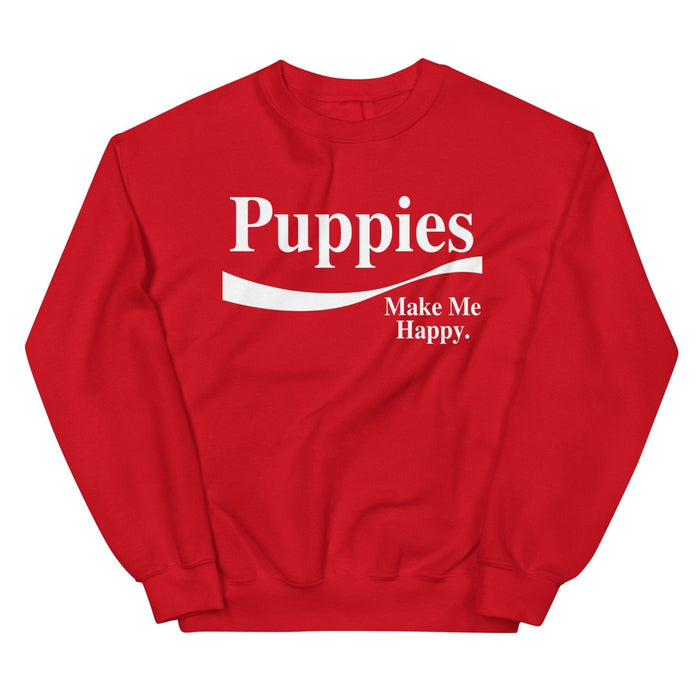 Enjoy Puppies Make Me Happy Crewneck Sweatshirt in red