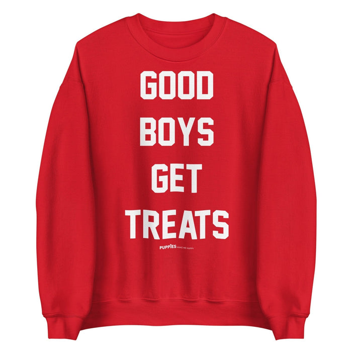 Good Boys Get Treats Unisex Crewneck Sweatshirt in red