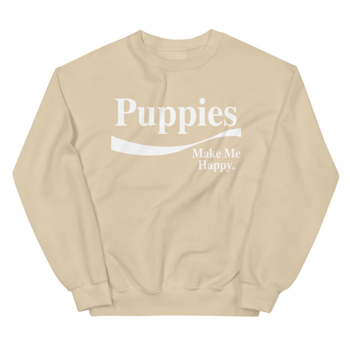 Enjoy Puppies Make Me Happy Crewneck Sweatshirt in sand