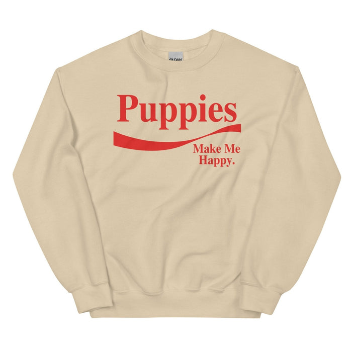 Enjoy Puppies Make Me Happy Unisex Crewneck Sweatshirt in sand