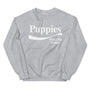 Enjoy Puppies Make Me Happy Crewneck Sweatshirt in sport grey